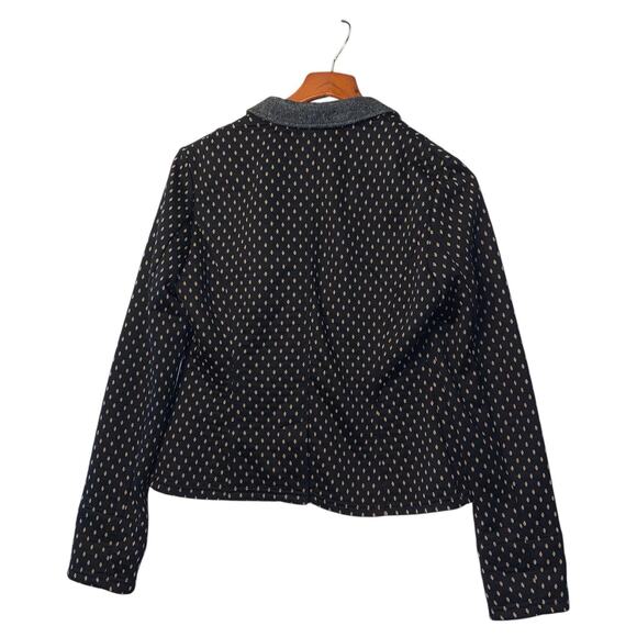 Free People women fitted black tan combo diamond tweed blazer classic jacket M - Picture 4 of 7